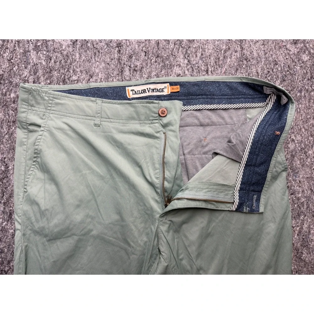 Tailor Vintage Greenwich Slim Fit Pants Mens 36x30 Sage Green Stretch Waist